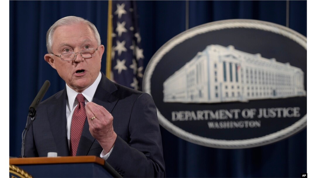Attorney General Jeff Sessions makes a statement at the Justice Department in Washington, Sept. 5, 2017, on President Barack Obama's Deferred Action for Childhood Arrivals, or DACA program.