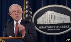 Attorney General Jeff Sessions makes a statement at the Justice Department in Washington, Sept. 5, 2017, on President Barack Obama's Deferred Action for Childhood Arrivals, or DACA program.