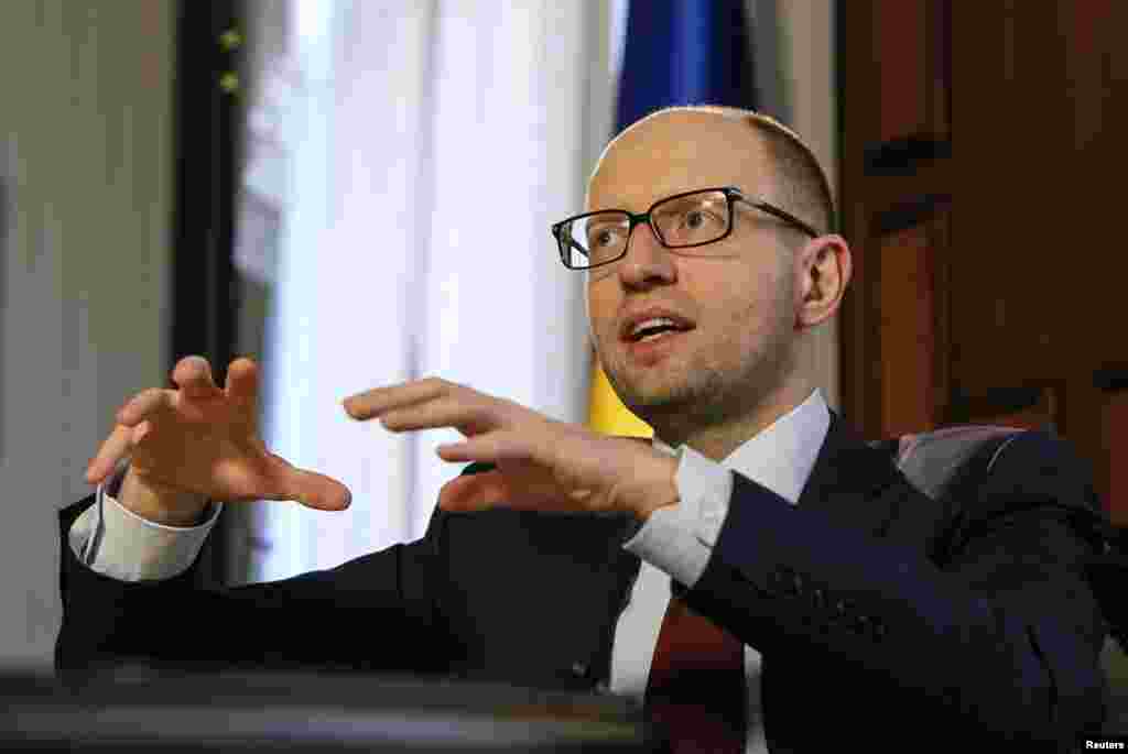 Ukrainian Prime Minister Arseniy Yatseniuk said during an interview with Reuters that the Kyiv government will stick to unpopular austerity measures &quot;as the price of independence&quot; as Russia steps up pressure on Ukraine to destabilize, Kyiv, April 3, 2014.