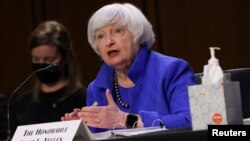 La secretaria del Tesoro de EE. UU., Janet Yellen, testifica ante el Senado, el 28 de septiembre de 2021.