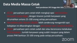 Agus Sudibyo dari Dewan Pers memaparkan dampak pandemi virus corona terhadap industri media cetak dalam diskusi virtual “Merumuskan Pola Baru Jurnalisme TV di Era New Normal (28/5) oleh Ikatan Jurnalis Televisi Indonesia (IJTI). (Foto: VOA/Yoanes Litha)