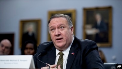 Ngoại trưởng Mỹ Mike Pompeo phát biểu trong phiên điều trần của tiểu ban Phân bổ ngân sách Hạ viện tại Điện Capitol, Washington, ngày 27 tháng 3, 2019.