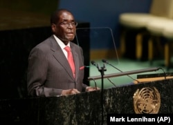 FILE: President Robert Mugabe at UN Meeting on SDGs in 2016