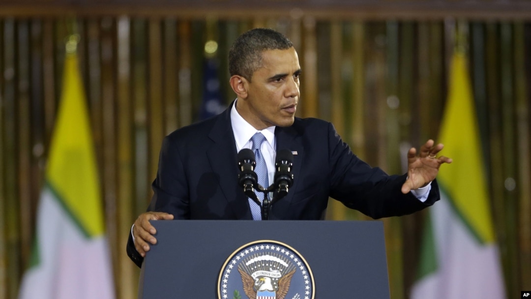 U.S. President Barack Obama speaks at Rangoon University’s Convocation Hall in Rangoon, Burma, Monday, Nov. 19, 2012.