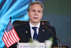 Menteri Luar Negeri AS Antony Blinken berbicara selama Dialog Tingkat Tinggi AS-Kolombia, di kantor pusat Kementerian Luar Negeri di Bogota, Kolombia, Kamis, 21 Oktober 2021. (Foto: Luisa Gonzalez via AP)