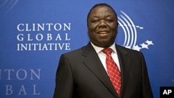 Zimbabwe's Prime Minister Morgan Tsvangirai arrives at the Clinton Global Initiative reception at the Museum of Modern Art in New York, September 21, 2011.