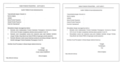 Perbanding contoh format surat kesanggupan mengikuti protokol kesehatan oleh ponpes versi 11 Juni 2020 dan 15 Juni 2020. Versi baru mengubah poin 2 dan menghilangkan poin 3. (Sumber: Kepgub Jabar)