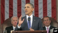 2011年1月25號奧巴馬發表國情咨文講話(資料照片)