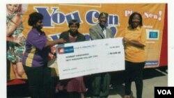 Representatives of Africa Lotto with lotto winner, Nobert Elvis Kufakunesu, and his wife, Edith.