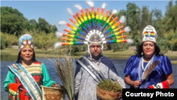 L to R: Vicki Quintero (White Mountain Apache), Timothy "Twix" Ward, San Carlos Apache, and Vanessa Kristina (Salt River Pima), who all identify as two-spirited. Courtesy: powwows.com