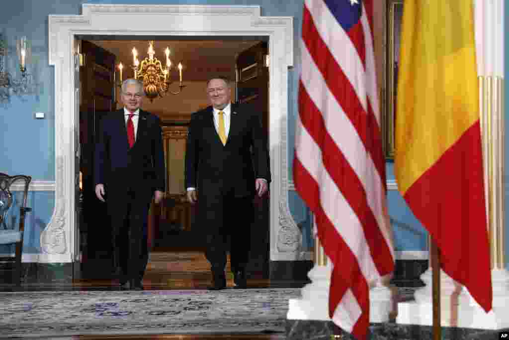 مایک پمپئو وزیر خارجه آمریکا روز جمعه در ساختمان وزارت خارجه ایالات متحده میزبان وزیر خارجه بلژیک بود.&nbsp;