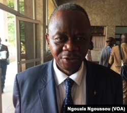 Honoré Nsayi, porte-parole de l'UPADS, à Brazzaville, le 3 juin 2017. (VOA/Ngouela Ngoussou)