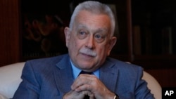 Russia's ambassador to Venezuela, Vladimir Zaemskiy, gives an interview in Caracas, Venezuela, April 17, 2019. 