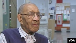 Mazerine Wingate, 100 years old, has sharp eyesight, drives a car, still goes to work six days a week at a post office in the eastern state of Maryland, and advises it's important to keep moving, February 2011