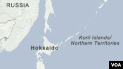 Peta wilayah kepulauan Kuril yang menjadi sengketa antara Rusia dan Jepang.