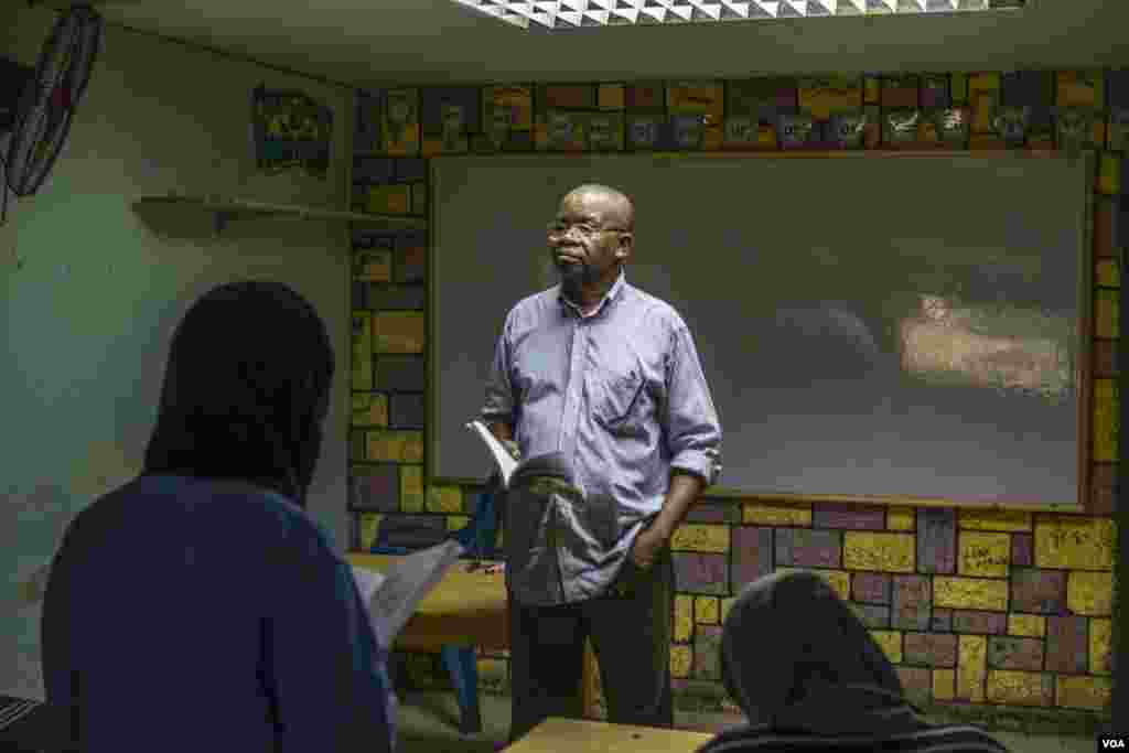 Jean-Pie, at the African Hope School, Sept. 14, 2017, said that when he began teaching at the school in 2003, he and his colleagues went looking for African refugee children under Cairo&#39;s bridges and in its public gardens. He learned how to get them to come to school.
