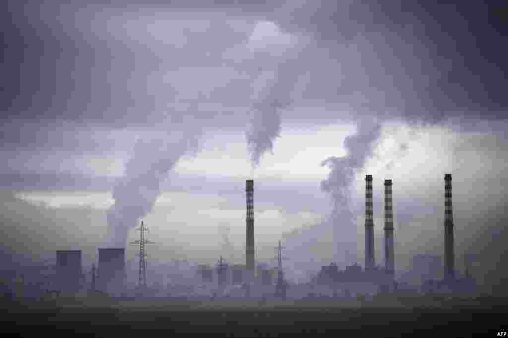 Smoke rises from stacks of a thermal power station in Sofia, Bulgaria. 