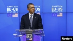 El presidente Barack Obama tomó parte en una cumbre EE.UU-Unión Europea efectuada en Bruselas.