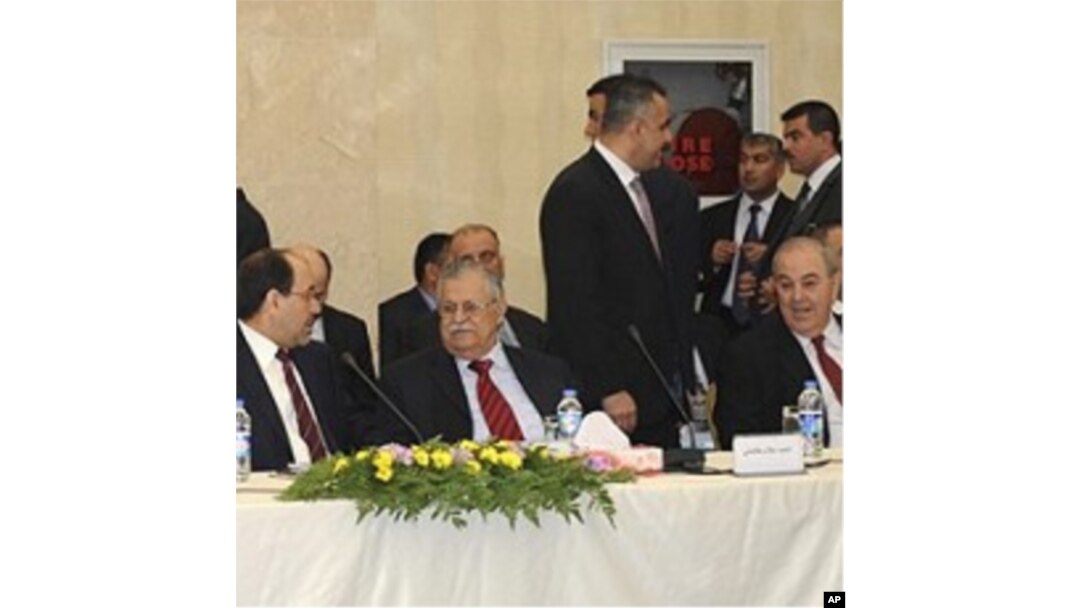 Leaders of Iraq's main political blocs, are seen during their meeting in Irbil, a city in the Kurdish controlled north, north of Baghdad, Iraq (File Photo - 08 Nov 2010)
