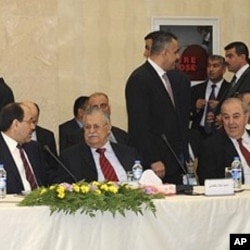 Leaders of Iraq's main political blocs, are seen during their meeting in Irbil, a city in the Kurdish controlled north, north of Baghdad, Iraq (File Photo - 08 Nov 2010)