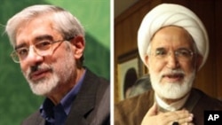 The U.S. State Department calls for the release of Mehdi Karroubi (R) and Mir Hossein Mousavi, (L), both candidates in the 2009 presidential election, and Mousavi’s wife, women’s rights advocate Zahra Rahnavard, held under house arrest without charge.