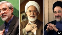(L-R) Iranian opposition leaders: Mir Hossein Mousavi, Mehdi Karroubi and Mohammad Khatami (2009 file photo)