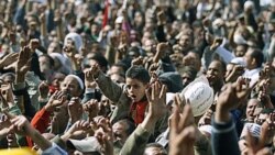 Anti-government protesters in Tahrir Square in Cairo on Friday