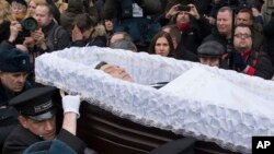 Boris Nemtsov during a farewell ceremony at the Sakharov center in Moscow, Russia. (March 3, 2015.)