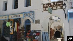 Empty market in the town of Houmet Souq on the island of Djerba, Tunisia, July 9, 2011