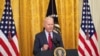 Presiden Joe Biden menyampaikan kata pembuka dalam kesepakatan infrastrukture bipartisan di East Room, Gedung Putih, Kamis, 24 Juni 2021. (Foto: Kevin Lamarque/Reuters)