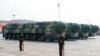 资料照：东风-41洲际战略核导弹在北京天安门广场举行的中国国庆阅兵式展示。（路透社 2019年10月1日）
