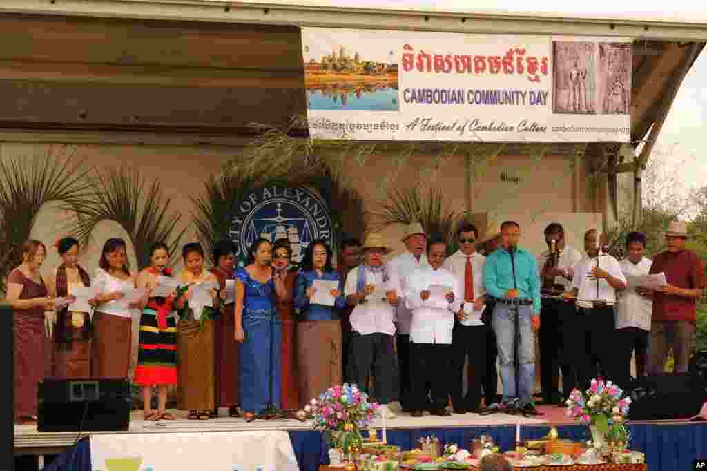 The organizing team member sing 'Pongsavada Khmer' (ពង្សាវតារខ្មែរ), meaning 'Khmer Chronicle', a Cambodian nationalist song that aims to unite, and inspire current and future generations of Cambodians to revive their ancient civilization.