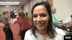 Former Bernie Sanders supporter Veronica Triagle says she thinks the Green Party can attract many of young voters for whom the student loan debt issue is a major concern. (G. Flakus/VOA)