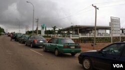 One of the few gas stations open in Abuja on August 23, 2012. Motorists said they waited at least 13 hours to make it to the front of the line.