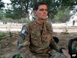 Army Gen. Joseph Votel speaks to reporters, May 21, 2016 during a secret trip to Syria.