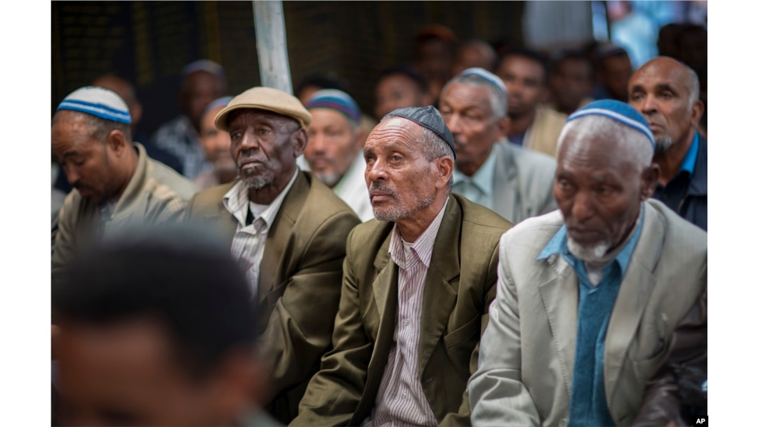 Members of Ethiopia's Jewish community protest the Israeli government's decision not to allow all of them to emigrate to Israel, leaving their families divided between the two countries, in Addis Ababa, Ethiopia, Nov. 19, 2018.