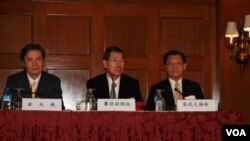 前台湾副总统萧万长在华盛顿举行记者会（美国之音 钟辰芳拍摄）