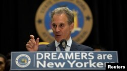 New York Attorney General Eric T. Schneiderman announces the filing of a multistate lawsuit to protect Deferred Action for Childhood Arrivals (DACA) recipients at a news conference at John Jay College in New York, Sept. 6, 2017.