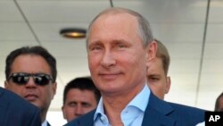 Russian President Vladimir Putin during a meeting in the Russian Black Sea resort of Sochi, Russia, Aug. 12, 2014.