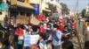 ဖေဖော်ဝါရီ ၈ ရက်နေ့က မြင်းခြံမြို့ ဆန္ဒပြပွဲ မြင်ကွင်း။ (ဖေဖော်ဝါရီ ၈၊ ၂၀၂၁)