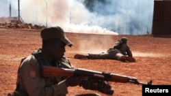FILE - Malian soldiers are seen training in Koulikoro February 6, 2014.