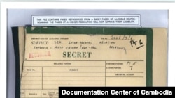 A scan photo of a secret document on September 22, 2015. The secret document, which dated back in August 1970, stated that the North Vietnamese troops dominated South Vietnam and some parts of Cambodia. (Courtesy Image of DC-Cam)