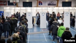 Godthaabshallen in Nuuk, Greenland, where Greenlanders come to vote, April 24, 2018. 