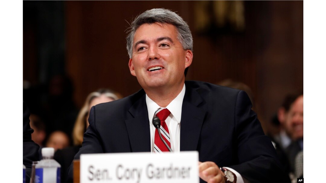 FILE - Sen. Cory Gardner, R-Colo., speaks during a Senate Judiciary Committee hearing on Capitol Hill, in Washington, Sept. 20, 2017.