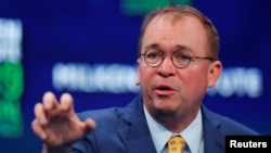 Mick Mulvaney, assistant to the president and acting chief of staff, the White House, speaks during the Milken Institute's 22nd annual Global Conference in Beverly Hills, Calif., April 30, 2019.