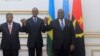Presidente angolano, João Lourenço (esq), Presidente do Ruanda, Paul Kagame, (cen) e Presidente da República Democrática do Congo, Félix Tshisekedi,(esq) Luanda, 21 Agosto 2019