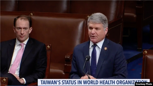 麦考尔议员发言支持恢复台湾世卫组织观察员资格(众议院视频截图 2019年1月22日)