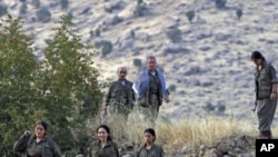 Members of the Kurdistan Workers' Party, or PKK, are seen in the Qandil mountain range, Iraq (File Photo - August 13, 2011)