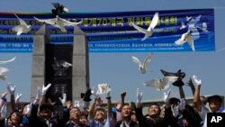 지난 8월 한국 파주시 DMZ 세계평화공원에서 평화통일을 염원하는 행사가 열렸다.