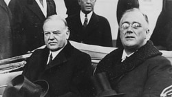 Herbert Hoover, left, and Franklin Roosevelt in Washington on Inauguration Day